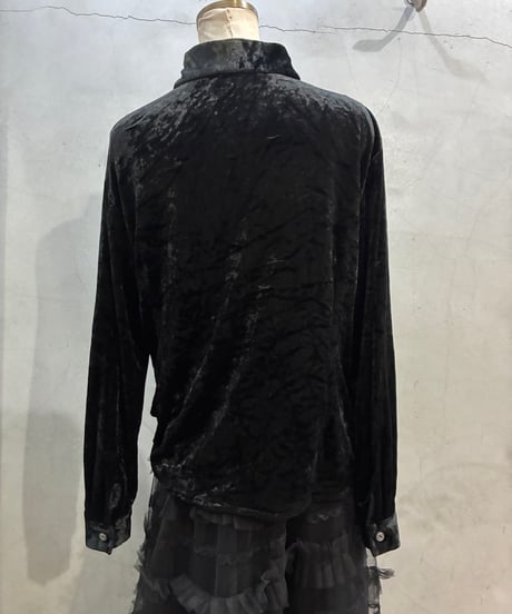 Metal Button Velour Shirt BK