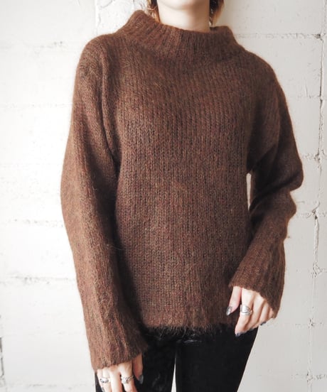 Mock Neck Mohair Mix Sweater DBR