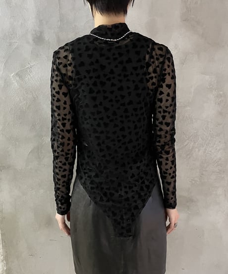 Sheer Hart Pattern Bodysuits BK