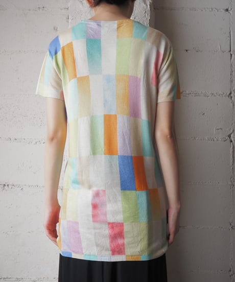 Block Pattern Short Sleeve Knit WHLGNOR