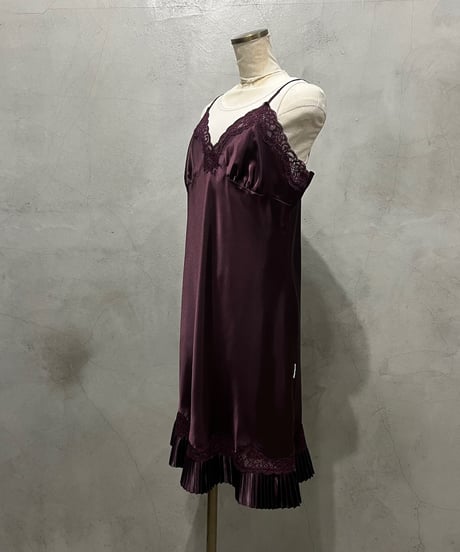 Satin Pleated Hem Lingerie Mini Dress BUR