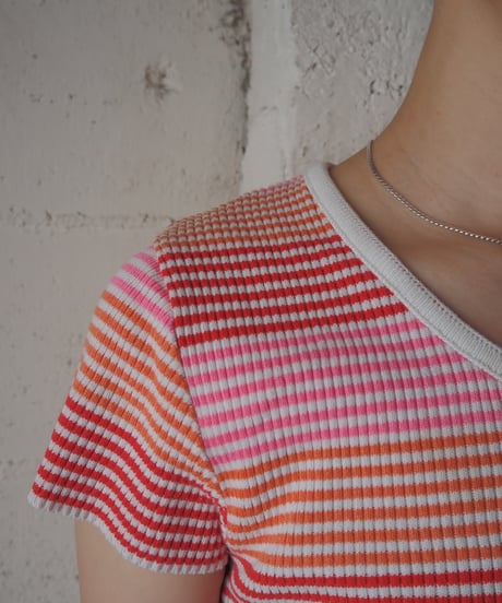 Colorful Border Knit T-Shirt REPIOR