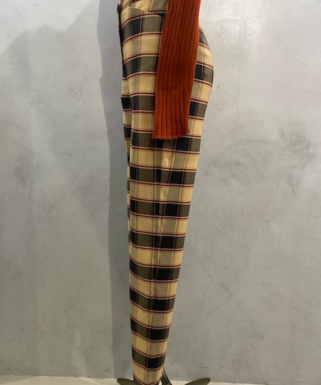 Check Pattern Straight Pants BE BK