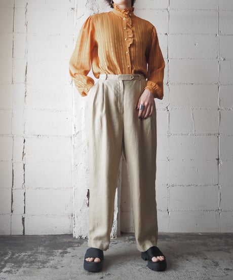 LAUREN Linen Tuck Pants BE