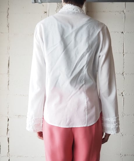 Stand Collar Frilled Blouse WH