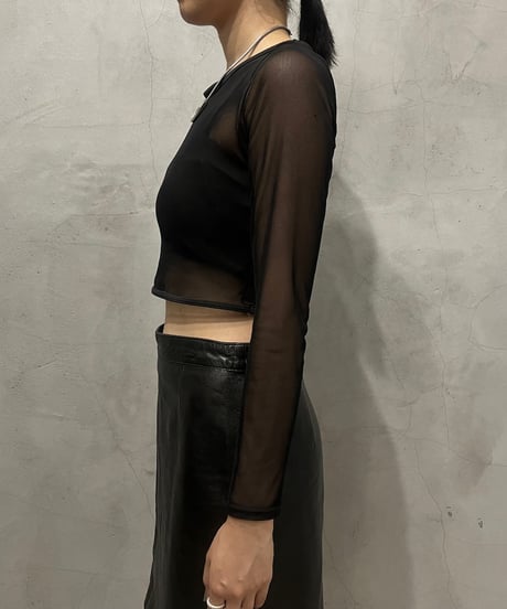 Cropped Sheer Cutsewn BK