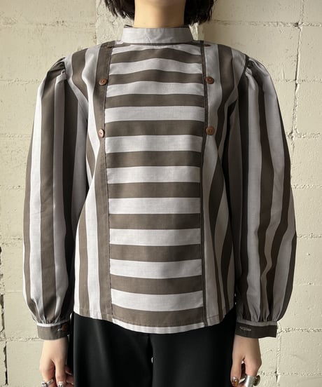 Volume Sleeve Stripe Blouse BRGR