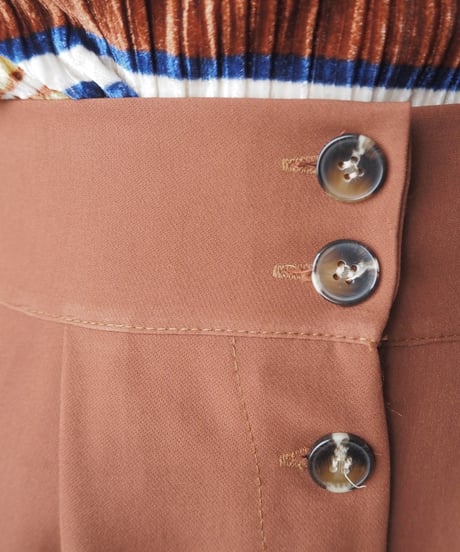 Front Button Tuck Wide Pants BR