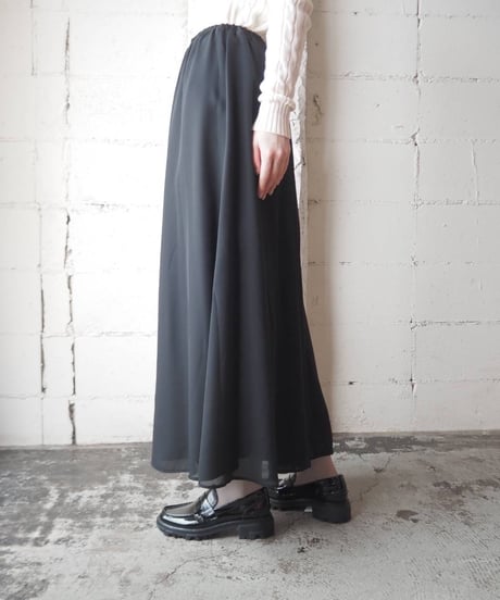 Sheer Layered Easy Flare Skirt BK