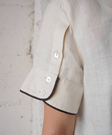 Max Mara Linen Band Collar Shirt IVBK