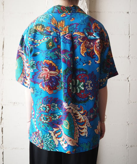 Botanical Pattern Open Collar Shirt BL