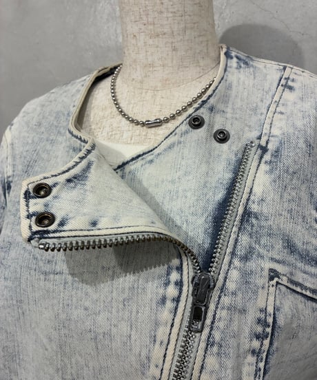 HELMUT LANG Acid Wash Denim Riders Jacket LBL