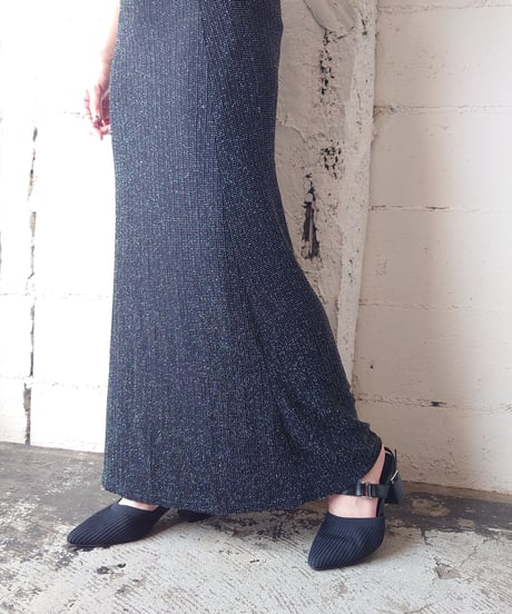 Glitter×Sheer Sleeveless Dress BK
