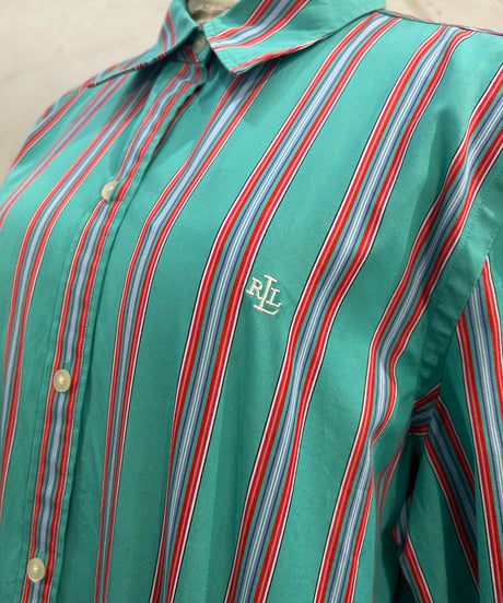 LAUREN Middle Sleeve Stripe Shirt TQBLRE