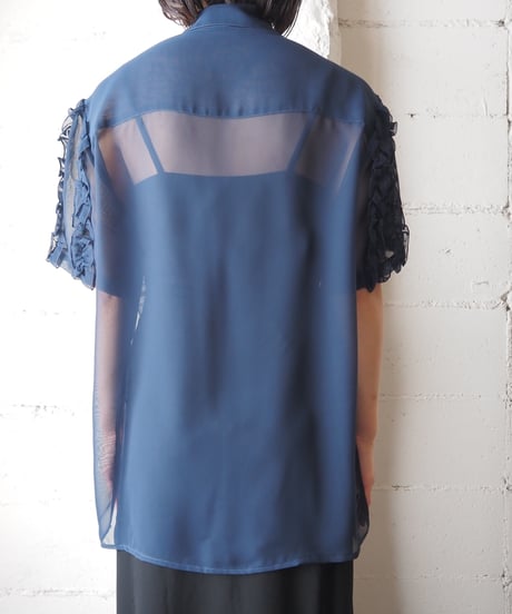 Sheer×Frill S/S Blouse NV