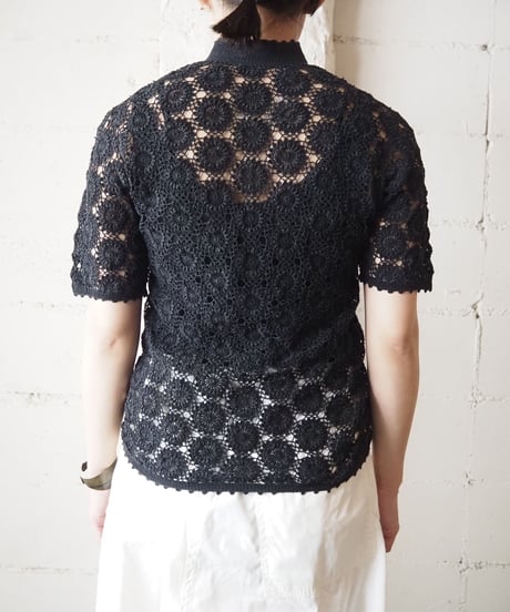1970's Short Sleeve Crochet Cardigan BK
