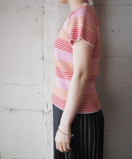 Colorful Border Knit T-Shirt REPIOR