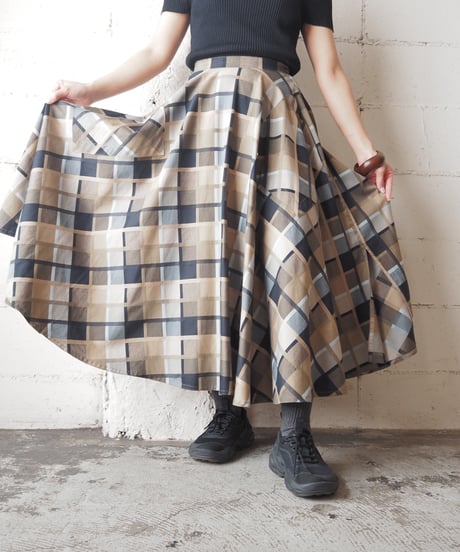 Plaid Circular Skirt BEBK