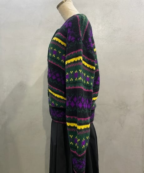 UNITED COLORS OF BENETTON Wool Pattern Cardigan BKGNPUR