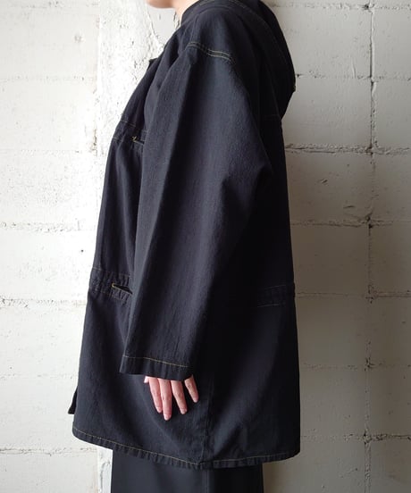Yellow Stitch Hooded Jacket BK