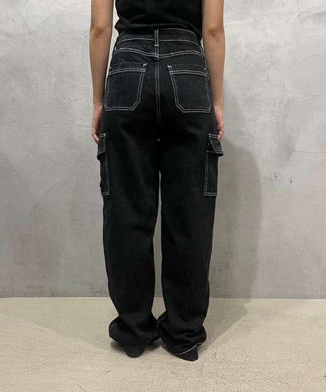 White Stitch Denim Pants BK