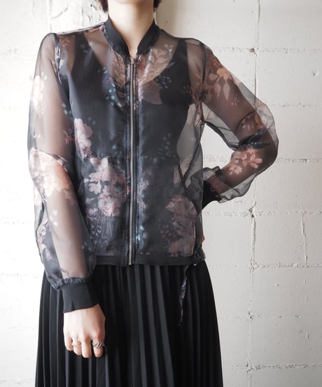 Flower Pattern Seethrough Jacket BK