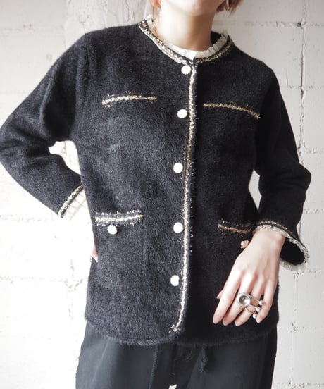 Lame × Frill Knit Jacket BKGD