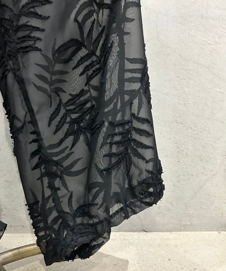 Botanical Pattern Sheer Easy Pants BK