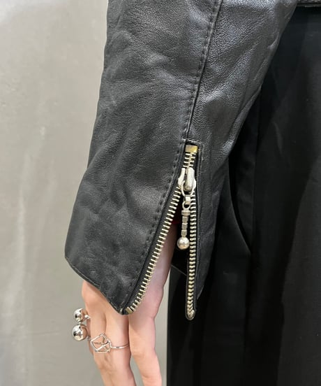 Short Zipup Leather Jacket BK