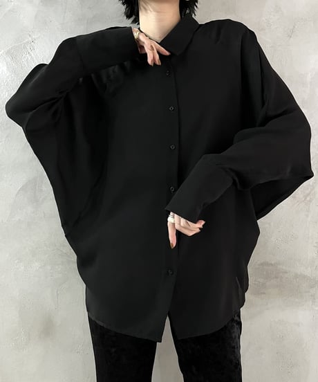 Cuff Button Dolman Sheer Blouse BK
