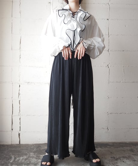 Lace Up Frill Collar Blouse WH