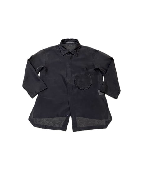 LE JEAN DE MARITHE + FRANCOIS GIRBAUD Frill Pocket Fly Front Sheer Shirt BK
