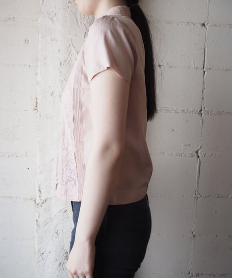 1960's Front Lace Pin Tuck Blouse
