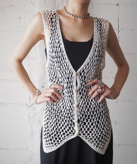 Beads Crochet Vest WH
