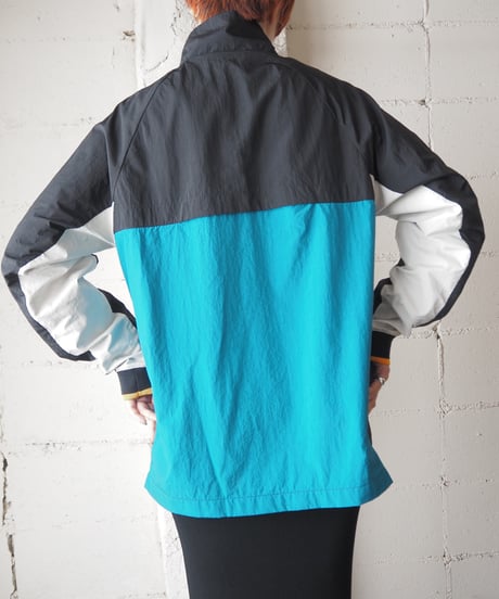 NIKE Stand Color Half Zip Nylon Jacket LBLBK