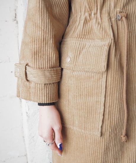 Waist Gather Corduroy Coat BE