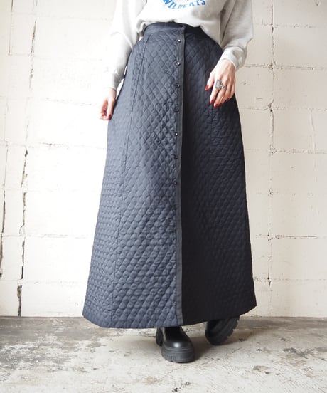 Vintage Front Button Quilted Skirt BK