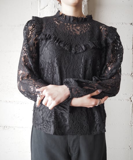 Frill Collar Lace Blouse BK