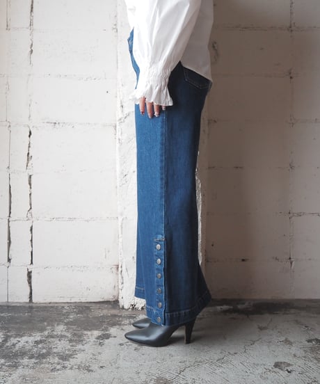 Stella McCartney Button Hem Wide Denim Pants NV