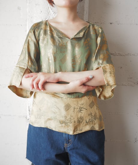 China Pattern Middlesleeve Blouse GNGD