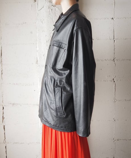 Leather Coverall Jacket BK