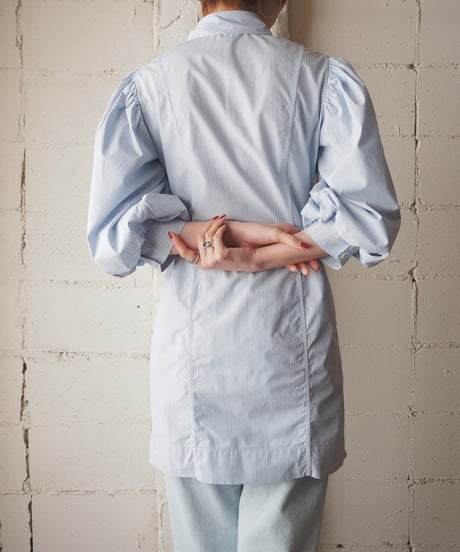 GANNI Volume Sleeve Stripe Shirt LBLWH