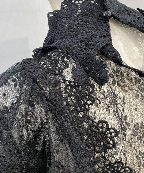 L/S Lace Layered Design Blouse BK