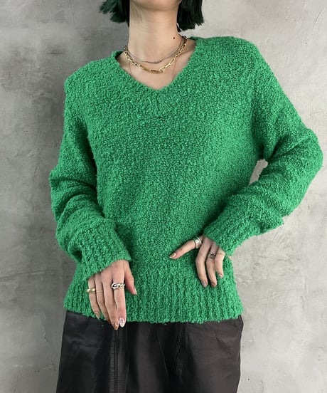 1970's Vneck Hem Rib Knit GN