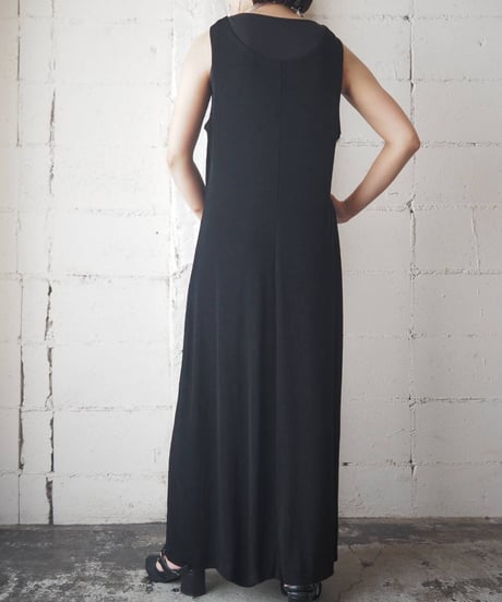 Spandex Mix Sleeveless Long Dress BK