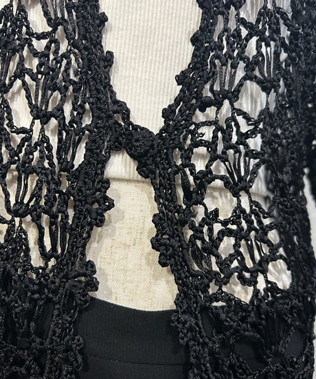 Beads Crochet Short Sleeve Cardigan BK