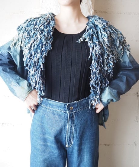 Denim Volume Fringe Jacket BL