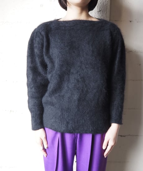 Angora Mix Boat Neck Sweater BK