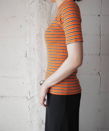 Border Shortsleave Rib Knit OR BK