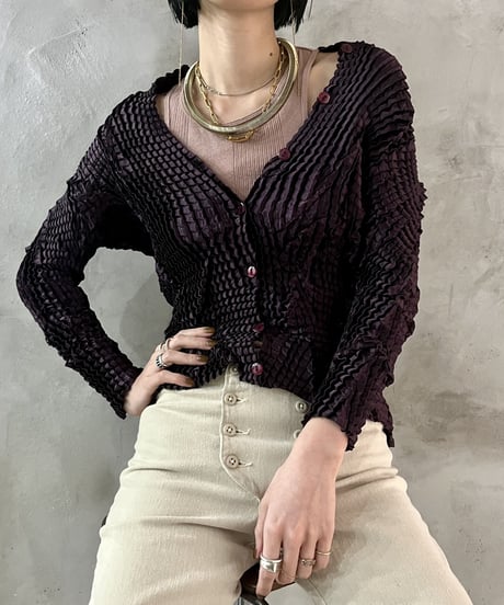 Pleated Design Cardigan PUR